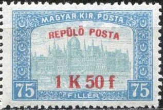Parliament building with 'Air post' overprint