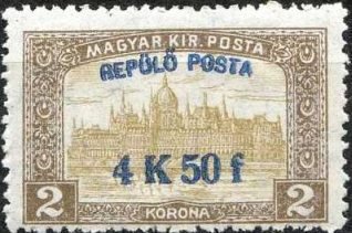 Parliament building with 'Air post' overprint