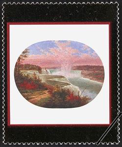 Stamp, The Artist at Niagara, 1858, Cornelius Krieghoff, Canada,  , Paintings, Waterfalls, Rivers