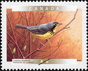 Stamp, Canada Warbler (Wilsonia canadensis) , Canada,  , Birds, Animals (Fauna)