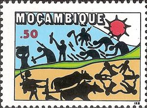 Stamp, Unity, Work and Surveillance, Mozambique,  , Agriculture
