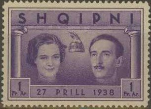 Stamp, Wedding King Zogu, Albania,  