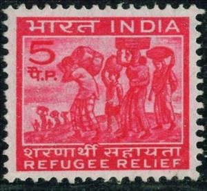 Stamp, Compulsory supplement brand in favor of the refugees, India,  , Refugees, Aid to Refugees
