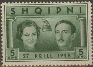 Stamp, Wedding King Zogu, Albania,  