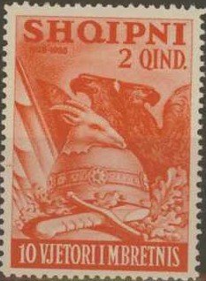 Stamp, 10th anniversary of Government, Albania,  