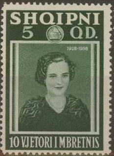Stamp, 10th anniversary of Kingdom, Albania,  