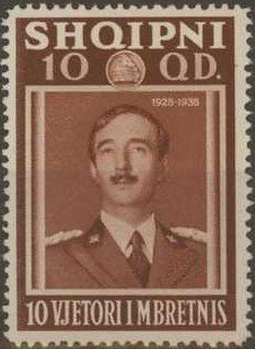 Stamp, 10th anniversary of Kingdom, Albania,  