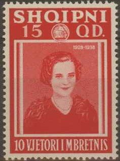 Stamp, 10th anniversary of Kingdom, Albania,  