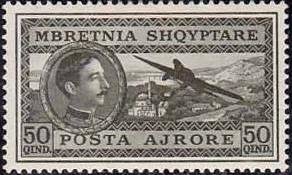 Stamp, King Zog & Airplane over Tirana, Albania,  , Aviation, Aircrafts