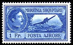 Stamp, King Zog & Airplane over Tirana, Albania,  , Aviation, Aircrafts