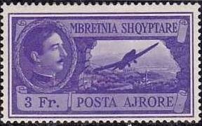 Stamp, King Zog & Airplane over Tirana, Albania,  , Aviation, Aircrafts