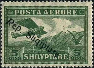 Stamp, As No. 126 with Overprint, Albania,  , Aviation, Aircrafts