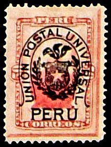 Stamp, Coat of Arms, Peru,  