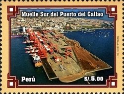 Stamp, South Pier of the Harbour of Callao, Peru,  , Transport
