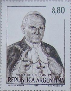 Stamp, Second State Visit of Pope John Paul II, Argentina,  , Popes