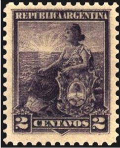Stamp, Allegory, Liberty Seated, Argentina,  