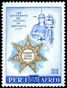 Stamp, 150th Anniversary of the Bar of Attorneys, Peru,  