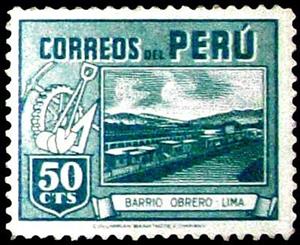 Stamp, Worker’s Houses, Lima, Peru,  