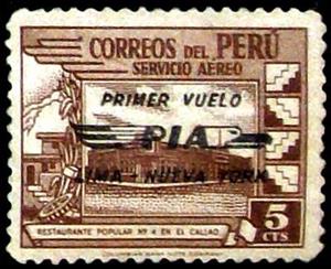 Stamp, overprint PIA, Peru,  