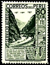Stamp, Airmail Stamps - new colors, Peru,  