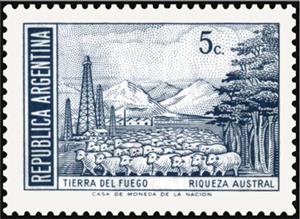 Stamp, Tierra del Fuego - Riqueza Austral, Argentina,  , Landscapes, Mammals, Sheep, Animals (Fauna)