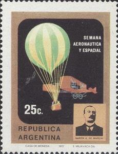 Stamp, Aeronautic and Space week, Argentina,  , Pilots, Aviation, Air Balloons, Aircrafts