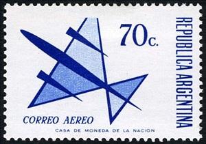 Stamp, Air Mail - Stylized aircraft, Argentina,  , Aviation, Aircrafts