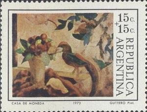 Stamp, Guttero Painting, Argentina,  