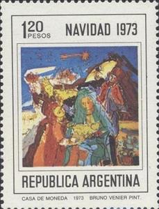 Stamp, Bruno Venier Painting, Argentina,  , Christmas
