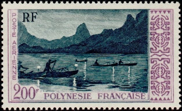 Night fishing off the island Mooréa