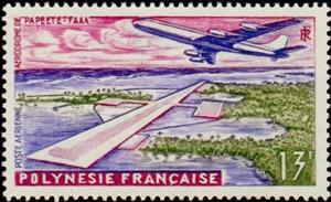 Stamp, Faaa airport and jet, French Polynesia,  , Aviation, Aircrafts