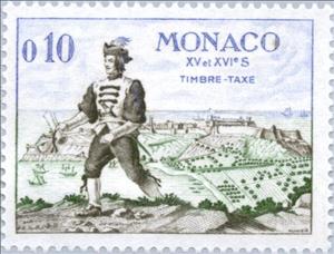 Stamp, Armed messenger (15th and 16th cent.), Monaco,  , Weapons, Postal Services, Postal Traffic