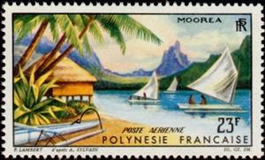 Stamp, Landscape of Moorea, French Polynesia,  