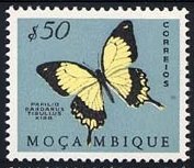 Stamp, African Swallowtail (Papilio dardanus ssp. tibullus), Mozambique,  , Insects, Butterflies, Animals (Fauna)