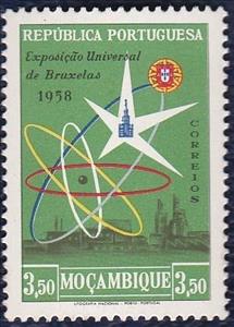Stamp, Embleme from EXPO Brussels, Mozambique,  