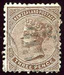 Stamp, 3d Brown, New Zealand,  , Queens