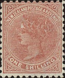 Stamp, 1 Shilling, New Zealand,  , Queens