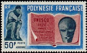 Stamp, International Literacy Year, French Polynesia,  
