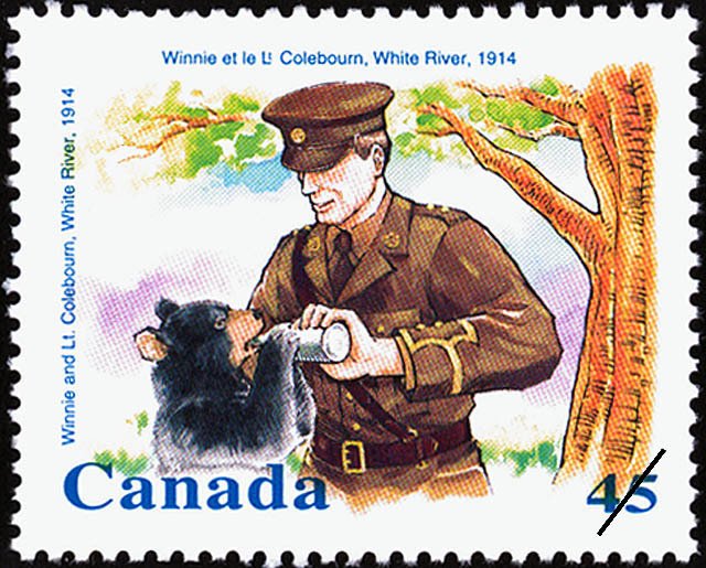 Winnie and Lieutenant Colebourn, White River, 1914