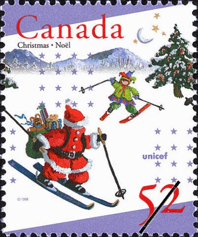 Santa and elf Skiing