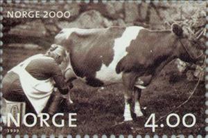Stamp, Norway 2000, Norway,  , Mammals, Millennium, Agriculture, Professions, Photographs, Cattle, Animals (Fauna)