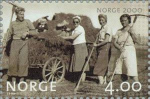 Stamp, Norway 2000, Norway,  , Millennium, Agriculture, Professions, Photographs