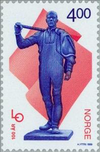 Stamp, Trade Unions, Norway,  , Sculptures, Monuments, Labour Organisations, Statues
