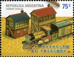 Stamp, Tin Trains, Argentina,  , Toys