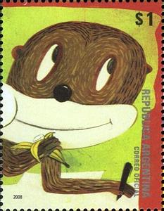 Stamp, Monkey, Argentina,  , Stylized Animals