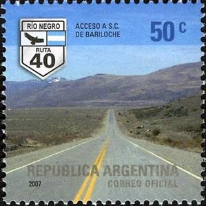 Stamp, Road leading to S.C. de Bariloche (Rio Negro), Argentina,  , Tourism