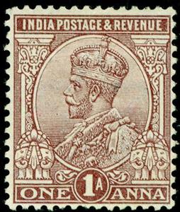 Stamp, King George V with Indian emperor's crown, India,  , Heads of State, Kings