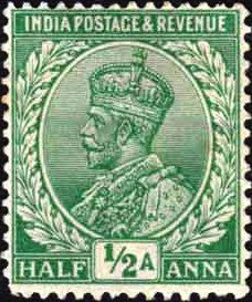 Stamp, King George V with Indian emperor's crown (wmk mult. Star), India,  , Heads of State, Kings