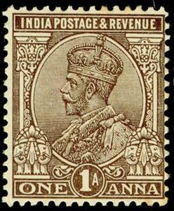 Stamp, King George V with Indian emperor's crown (wmk mult. Star), India,  , Kings
