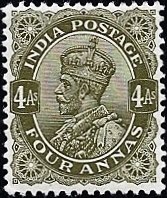 Stamp, King George V with Indian emperor's crown (wmk mult. Star), India,  , Heads of State, Kings